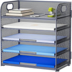 Marbrasse 2 Pack Desk Organizer with Handle, 5 Tier Paper Organizer Letter Tray Organizer, Mesh Desk File Organizer for Office, School and Home - Evallys.com # #