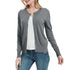 Women's Crew Neck Button Down Long Sleeve Cardigan Sweater Silver Grey XX-Large - Evallys.com # #