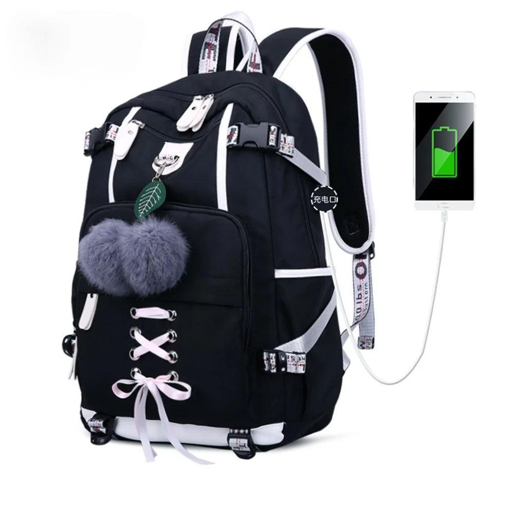 Women Teen Girls Fashion Backpack with USB Port College School Bags Girls Cute Bookbags Student Laptop Bag Pack, Back to School Backpacks - Evallys.com # #