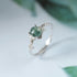 S925 Silver Green Moss Ring Water Plants Agate Stone Finger Ring - Evallys.com # #