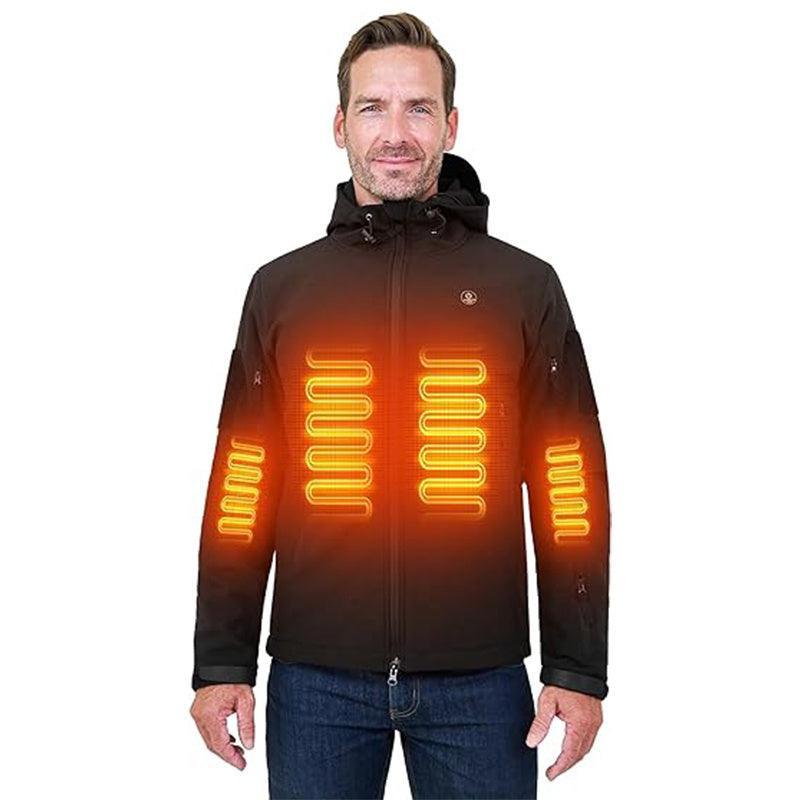 Heated Jacket For Men ANTARCTICA GEAR Winter Coat With 12V 16000mAh Battery Pack, Soft Shell Heating Hood Jacket - Evallys.com # #