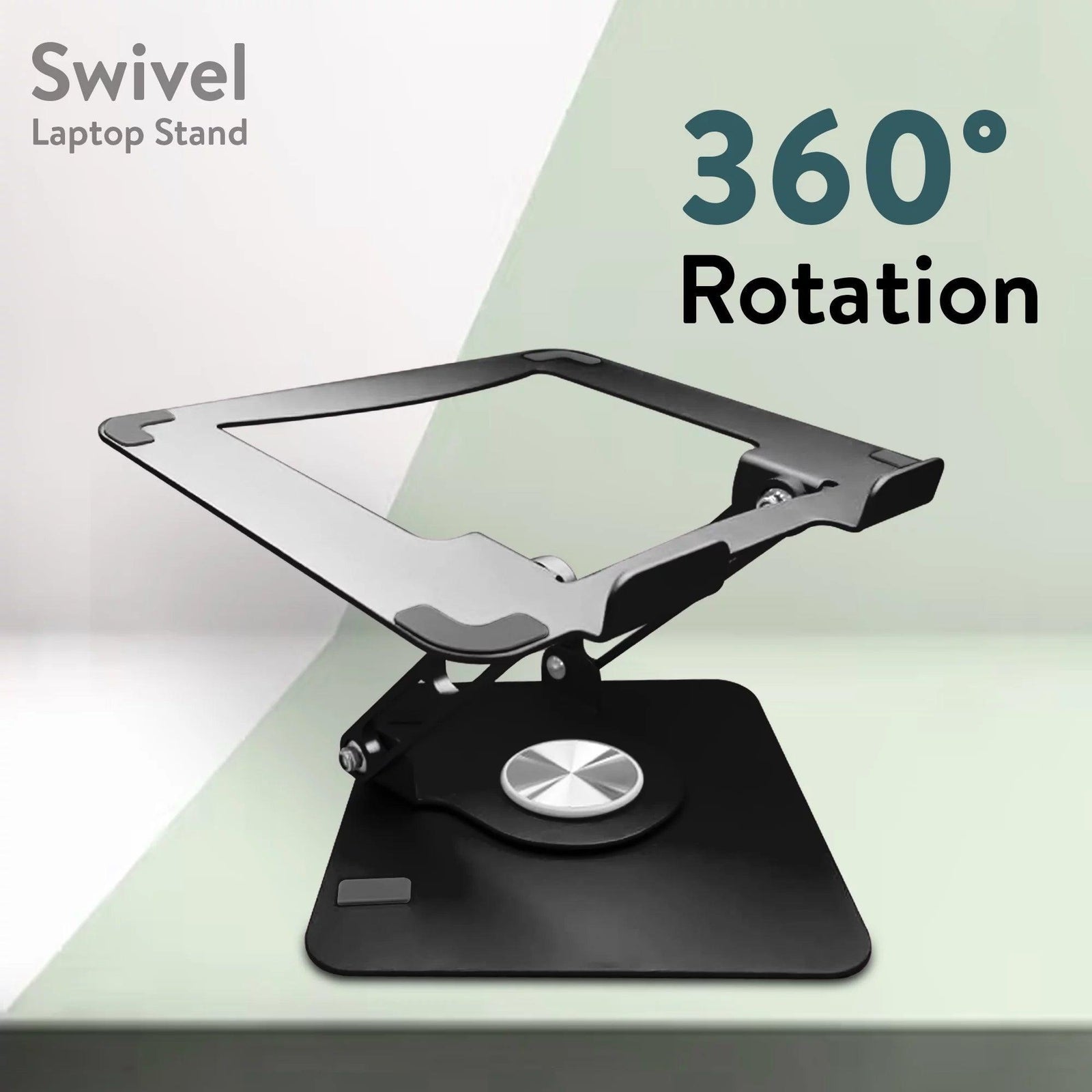 Swivel Laptop Stand for Desk – Adjustable Laptop Stand for Desk 360 Rotation – Raise, Tilt, Rotate, Cool Laptops with This Ergonomic Laptop Riser for Desk Ipad Stand Laptop Cooling Pad (Black) - Evallys.com # #