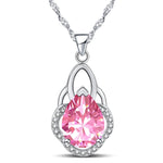 Emma Manor 14k White Gold Plated 5A Pear Shape Cubic Zirconia Crown Pendant Necklace For Women - Evallys.com # #