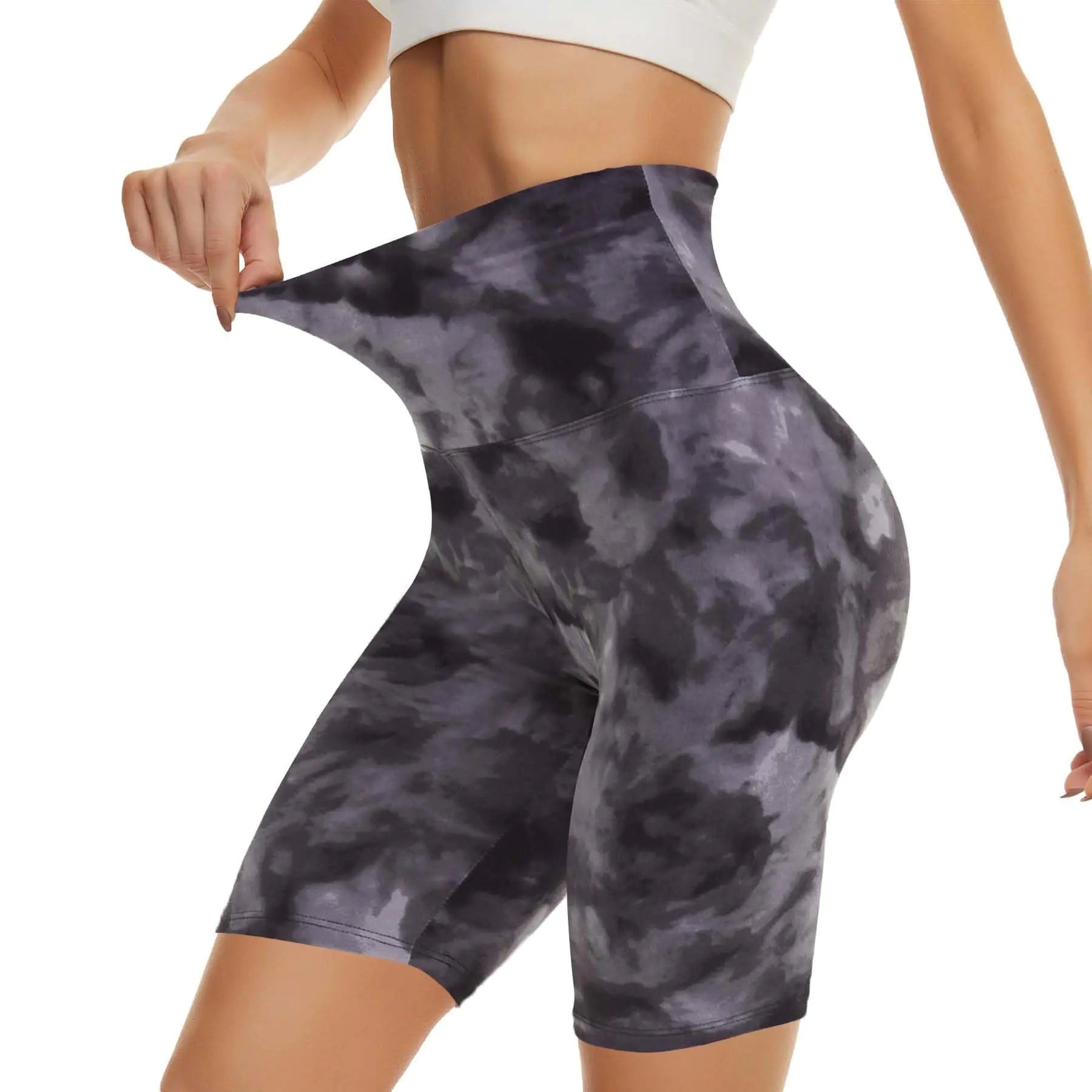 CAMPSNAIL Workout Biker Shorts Women - 3"/5"/8" High Waisted Tummy Control Spandex Booty Volleyball Shorts for Yoga Dance 8 IN Large-X-Large Tie Dye Black - Evallys.com # #