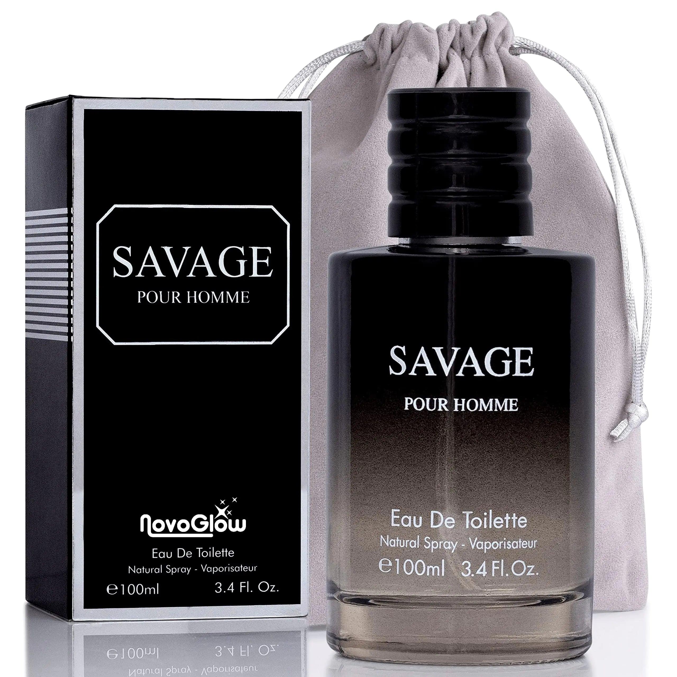 Savage for Men 3.4 Oz Men's Eau De Toilette Spray Refreshing & Warm Masculine Scent for Daily Use Men's Casual Cologne Includes NovoGlow Carrying Pouch Smell Fresh All Day A Gift for Any Occasion - Evallys.com # #