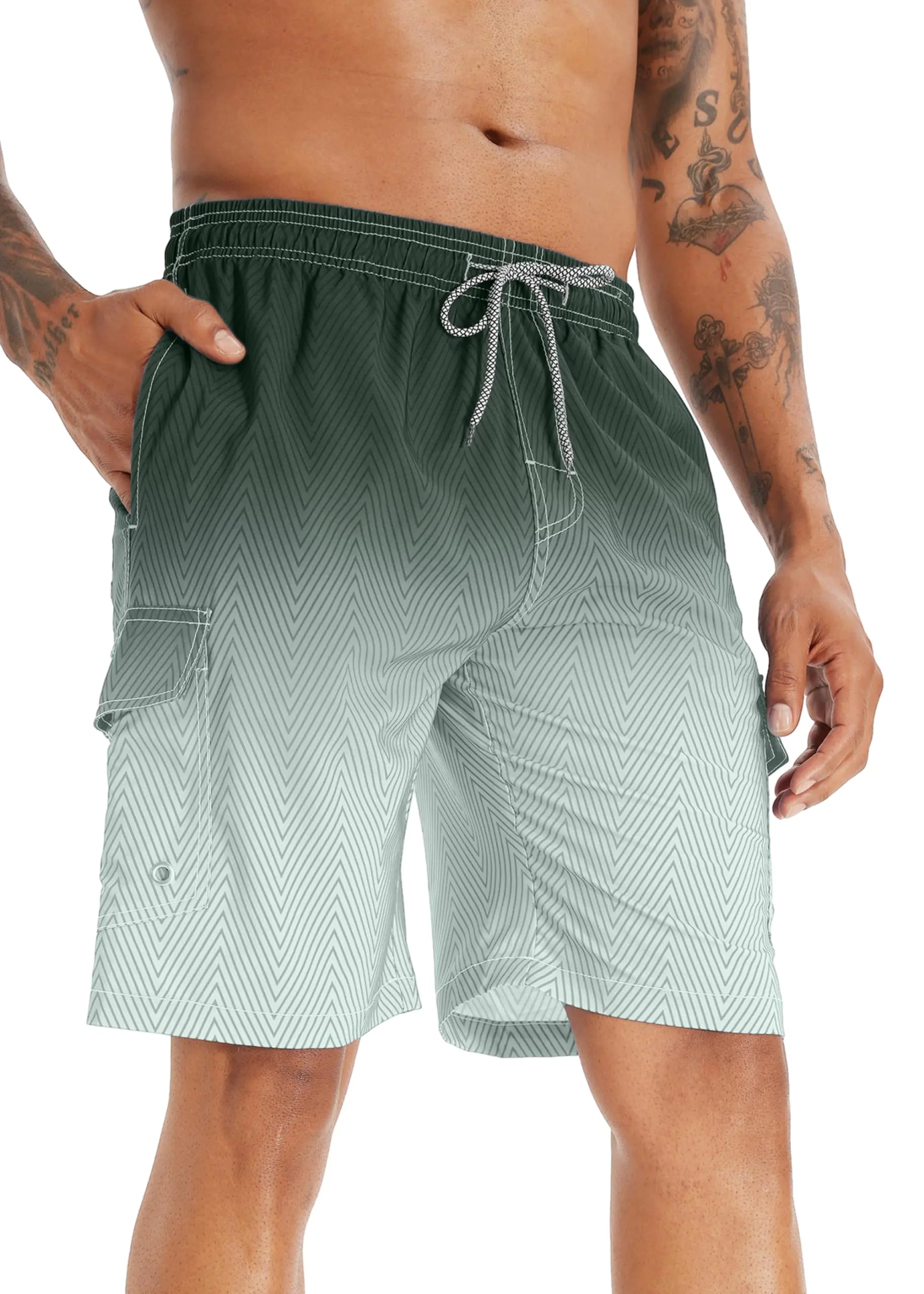 APTRO Men's Swim Trunks 9" Quick Dry Bathing Suit Big & Tall Beach Swimsuits 1X M19 Cargo-gradient Army - Evallys.com # #