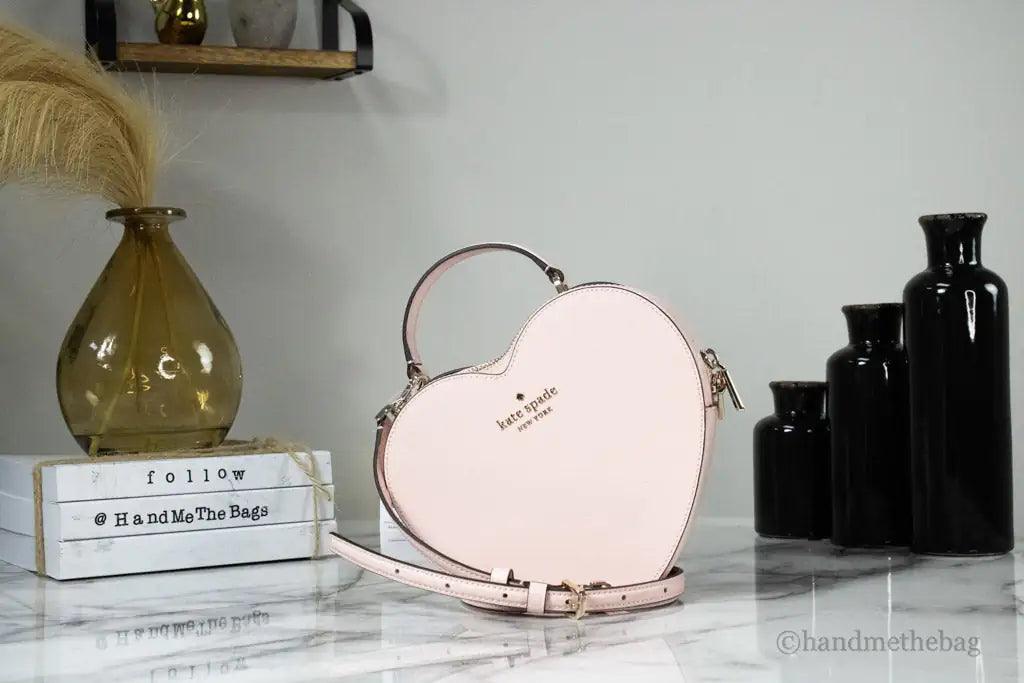 Kate Spade Love Shack Chalk Pink Saffiano Leather Top Handle Heart Crossbody Handbag - Evallys.com # #