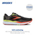 Brooks Men’s Ghost 16 Neutral Running Shoe 10.5 Black/Mandarin Red/Green - Evallys.com # #