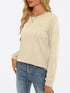 AUTOMET Women's Long Sleeve Shirts Loose Fitted Crewneck Solid Color Basic Tops Casual Outfits X-Large Cream - Evallys.com # #