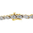 10K Yellow Gold Plated .925 Sterling Silver 1/4 cttw Diamond Alternating "X" and Bezel Link Bracelet (I-J Color, I2-I3 Clarity) - Size 7.25 " - Evallys.com # #