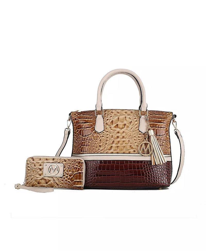 Autumn Crocodile Skin Tote Bag with Wallet by Mia K. - Evallys.com # #