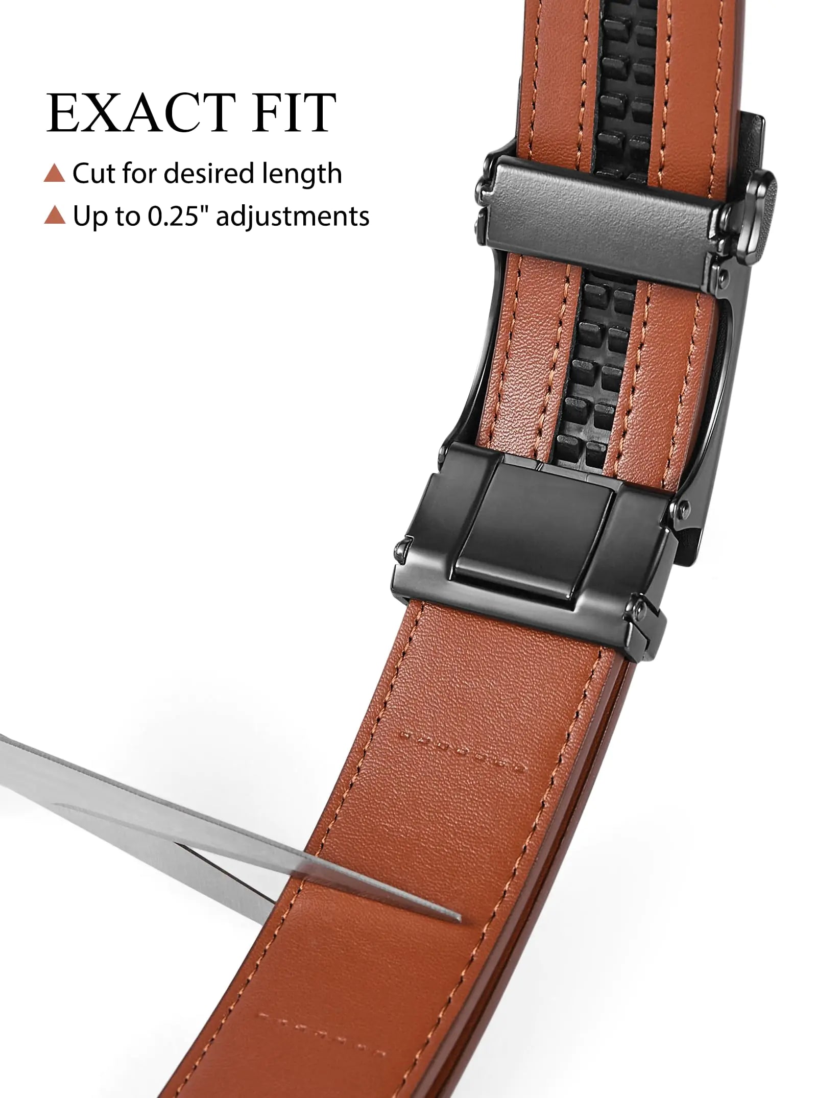 Mens Ratchet Belt Leather 1 3/8'' Adjustable Belts for Mens Dress Casual Jeans Comfort Trim to Fit 36