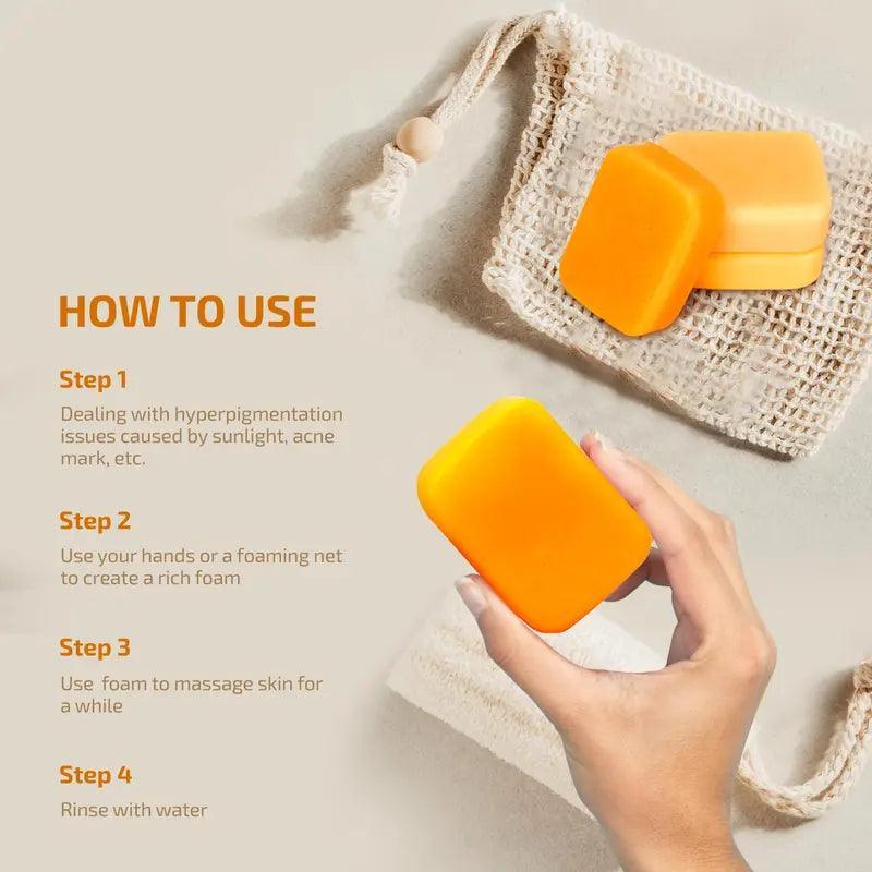 Johohula Turmeric Kojic Acid Soap, Dark Spot Corrector Soap Bars with Vitamin C, Retinol, Collagen, Turmeric - Smooth for Face and Body, Firm and Smooth Skin - 3 X 100G Bars - Evallys.com # #