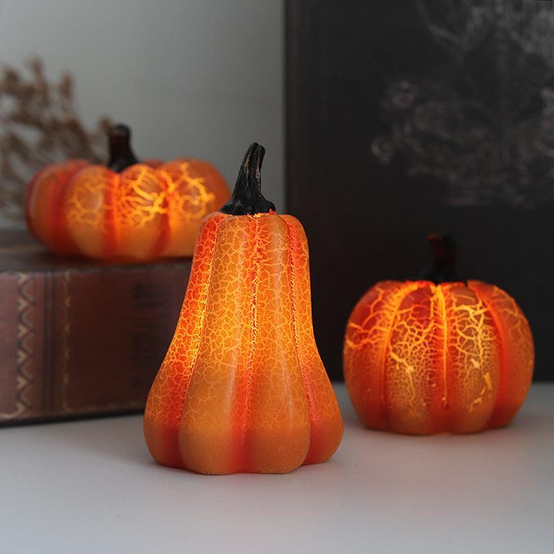 New Halloween Pumpkin Lantern Simulation Pumpkin LED Candle Lamp Resin Luminous Pumpkin - Evallys.com # #