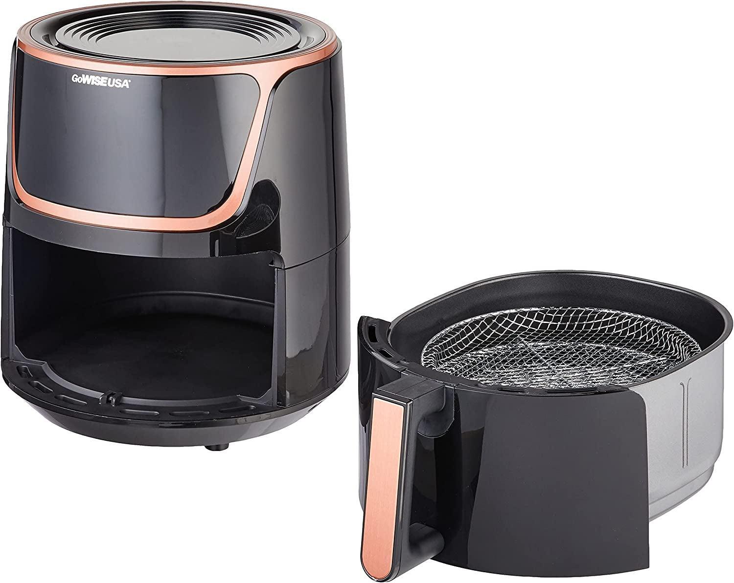 Gowise USA GW22955 7-Quart Electric Air Fryer with Dehydrator & 3 Stackable Racks, Digital Touchscreen with 8 Functions + Recipes, 7.0-Qt, Black/Copper - Evallys.com # #