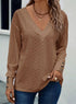 Dokotoo Women's Tops Dressy Casual V Neck Long Sleeve Buttons Hollow Out Lace Embroidered Blouses Shirts Small Camel - Evallys.com # #