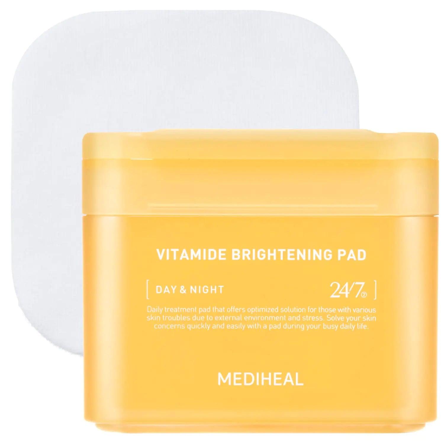 Mediheal Vitamide Brightening Pad - Vegan Face Hypoallergenic Pads with Niacinamide, Sea Buckthorn - Radiance Boosting Pads for Clear, Illuminating Skin 100 Pads Vitamide Pad - Evallys.com # #