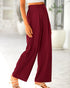 BTFBM Women High Waist Casual Wide Leg Long Palazzo Pants Button Down Loose Business Work Office Trousers with Pockets Medium Solid Wine Red - Evallys.com # #