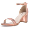 IDIFU Women's Cookie-LO Low Block Heels Chunky Sandals Ankle Strap Wedding Dress Pump Shoes 10 Cookielo Rose Gold Shiny - Evallys.com