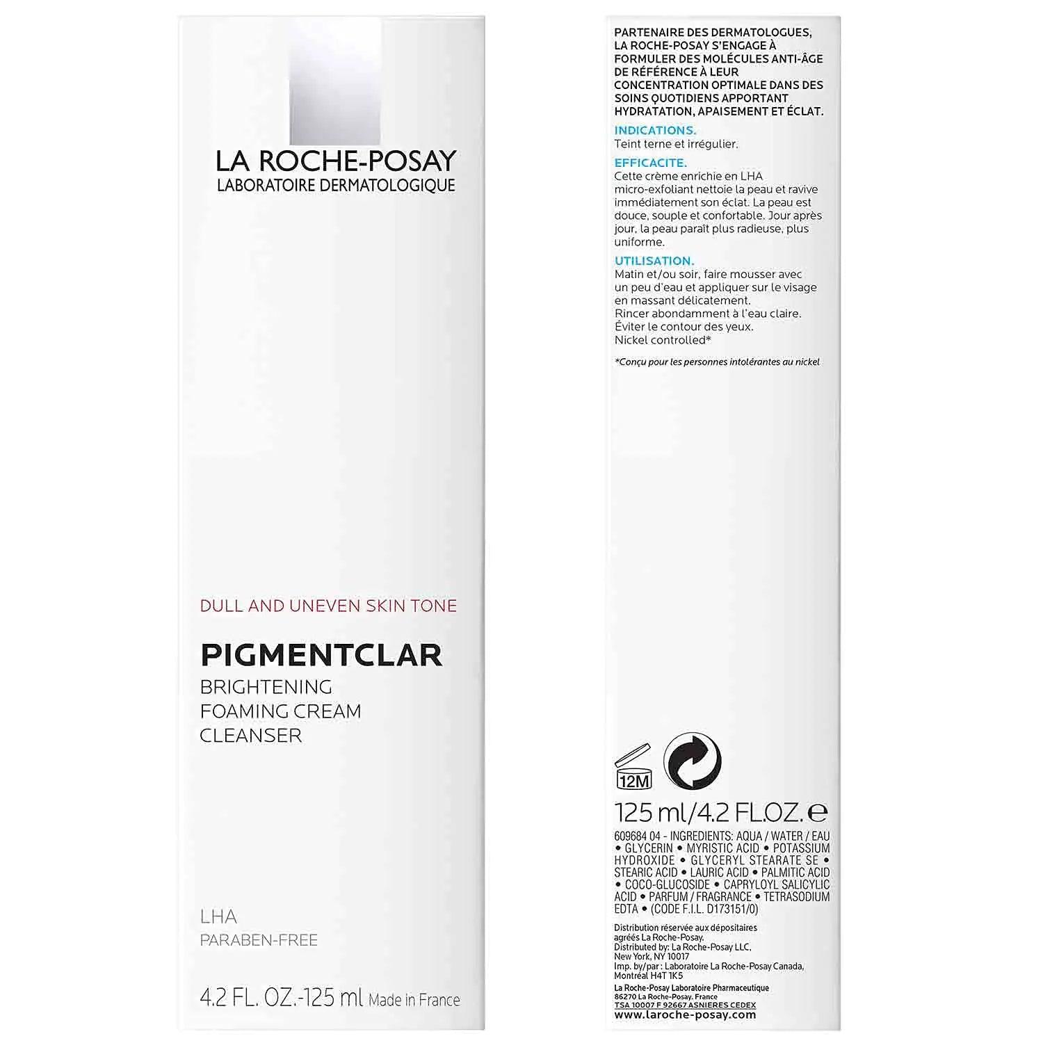 La Roche-Posay Pigmentclar Brightening Face Cleanser, Exfoliating Face Wash with LHAs, Dark Spot Remover and Skin Tone Brightening, Fragrance Free Foaming Cream Cleanser (Pack of 1) - Evallys.com # #