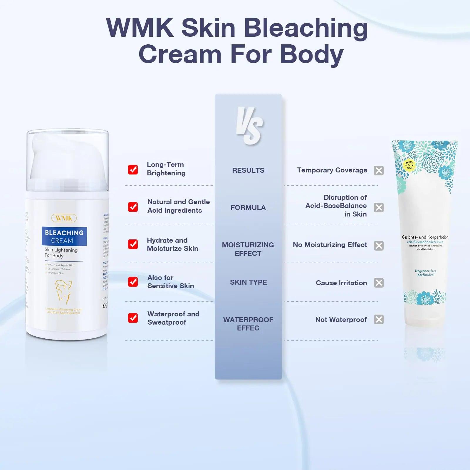 WMK Skin Lightening Cream for Intimate Areas – Vitamin C Dark Spot Remover for Underarms, Knees, Elbows & Bikini Line - Evallys.com
