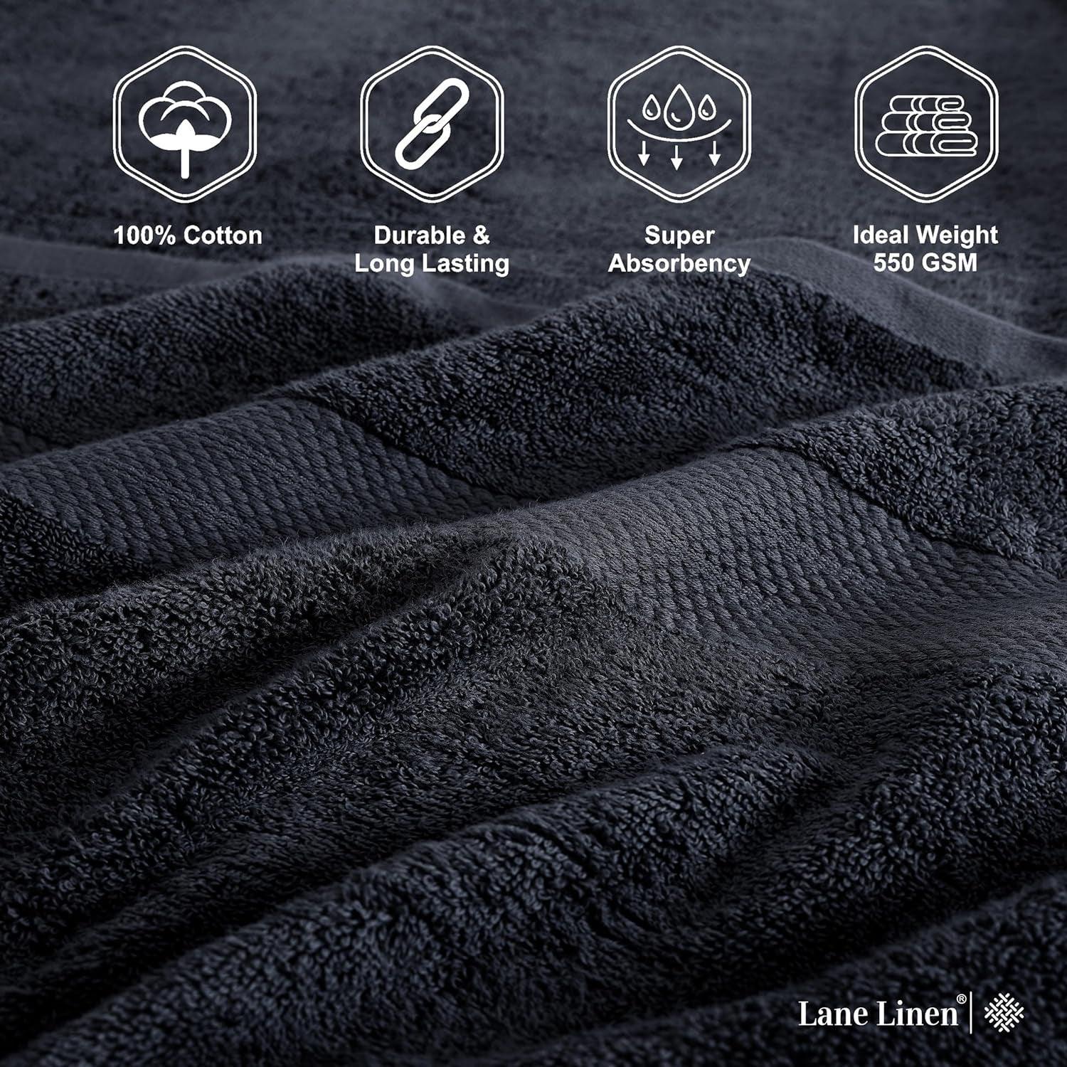 LANE LINEN 16 Piece Bath Towels - Black Towels - 100% Cotton Towels for Bathroom, Luxury Bath Towels, Highly Absorbent Bathroom Towel Set, 4 Bath Towels, 4 Hand Towels, 8 Wash Cloths - Black - Evallys.com # #