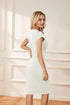 GRACE KARIN Women's Summer Midi Dresses Cap Sleeve Tie Waist Work Dress Slit V-Neck Bodycon Dress Business Casual Outfits Small Ivory - Evallys.com