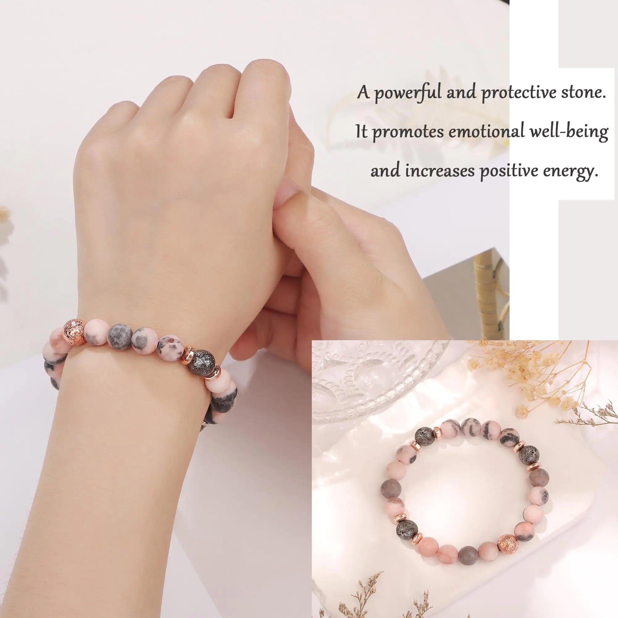 Yiyang 13th 16th 18th 21st 25th 30th 35th 40th 45th 50th 60th 65th 70th 75th 80th Birthday Gifts for Women, Natural Stone Bracelet Birthday Gifts for Women Mom Daughter Grandma Sister Coworker A.16th Birthday-Lava Rock&Pink Zebra Jasper - Evallys.com # #