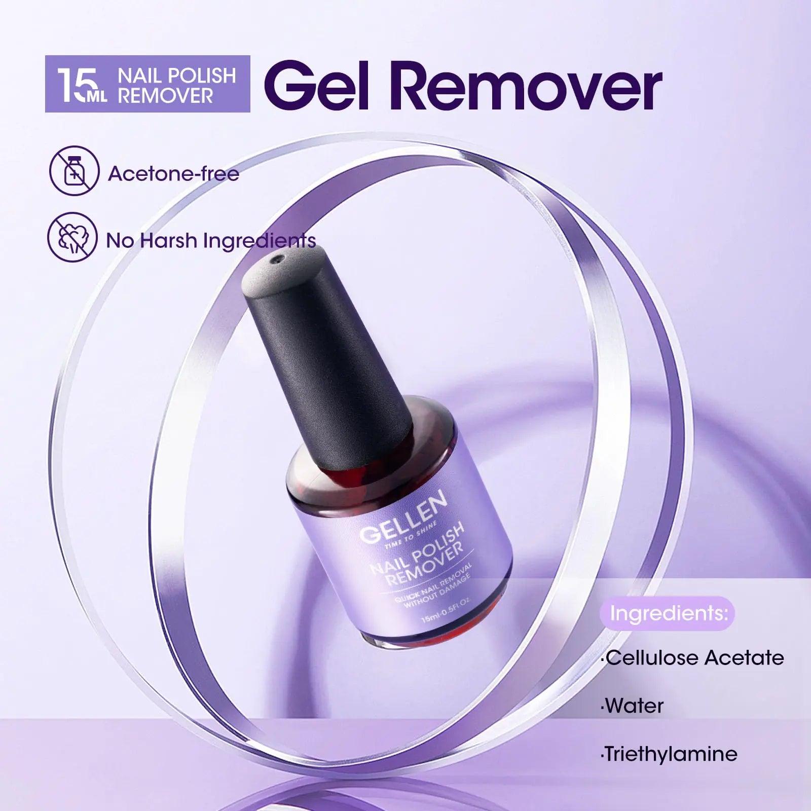 Gellen Gel Nail Polish Remover, 1pc Gel Polish Remover for Nails, Quick & Easy Nail Gel Remover in 2-5 Minutes, No Need Soaking Or Wrapping -15ml - Evallys.com # #