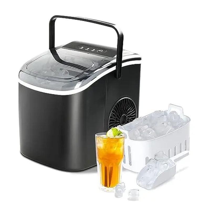 Simple Deluxe Ice Maker Machine for Countertop, 26Lbs Ice/24Hrs, 9 Ice Cubes Ready in 6 Mins, Self-Clean, with Scoop and Basket Kitchen Lightweight Utensils Portable - Evallys.com # #