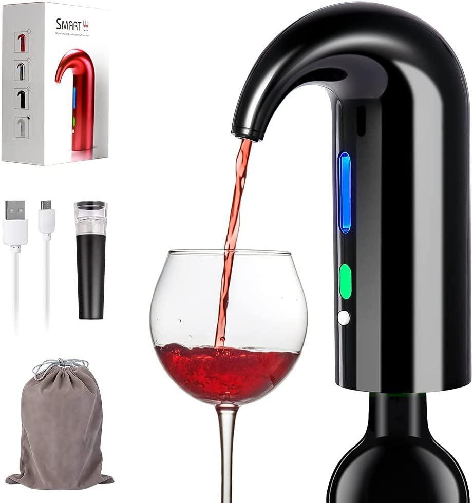 Electric Wine Aerator, Electric Wine Pourer and Wine Dispenser Pump, Multi-Smart Automatic Filter Wine Dispenser with USB Rechargeable for Travel, Home and Bar(Black) - Evallys.com # #