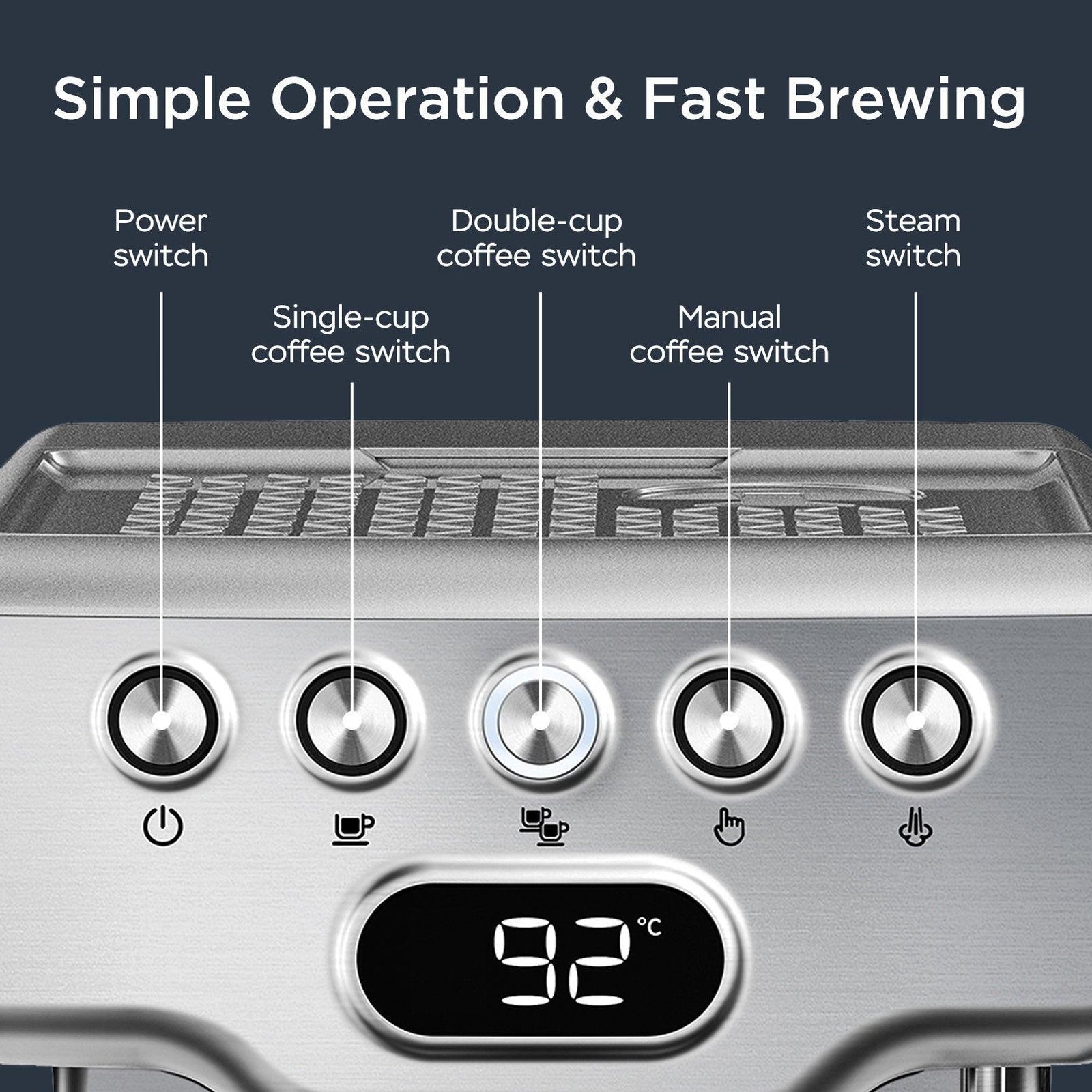 Geek Chef Espresso Machine, 20 Bar Espresso Machine With Milk Frother For Latte, Cappuccino, Macchiato, For Home Espresso Maker, 1.8L Water Tank, Stainless Steel, Ban On Amazon - Evallys.com # #