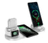 Wireless charging dock station for iPhone with fast charger for phone, watch, and airpods, sleek design and efficient charging.