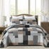 Y-PLWOMEN Quilt 100% Cotton King Size Quilt Set, Brown Khaki Black White Patchwork Plaid Bedspread, Lightweight Reversible Soft Summer Quilt Bedding Set, 3-Pieces - Evallys.com # #