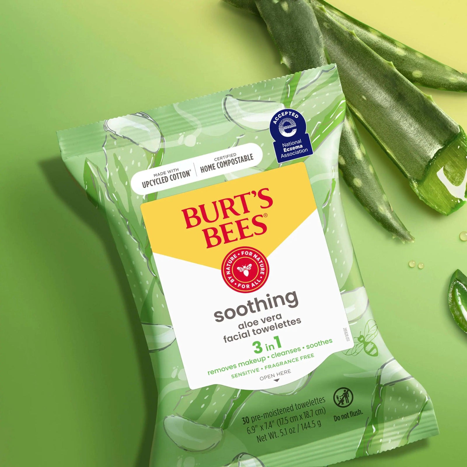 Burt's Bees Aloe Vera Face Wipes, for Sensitive Skin, Soothing Makeup Remover & Facial Cleansing Towelettes, 30 Ct. (3-Pack) 30 Count (Pack of 3) - Evallys.com # #