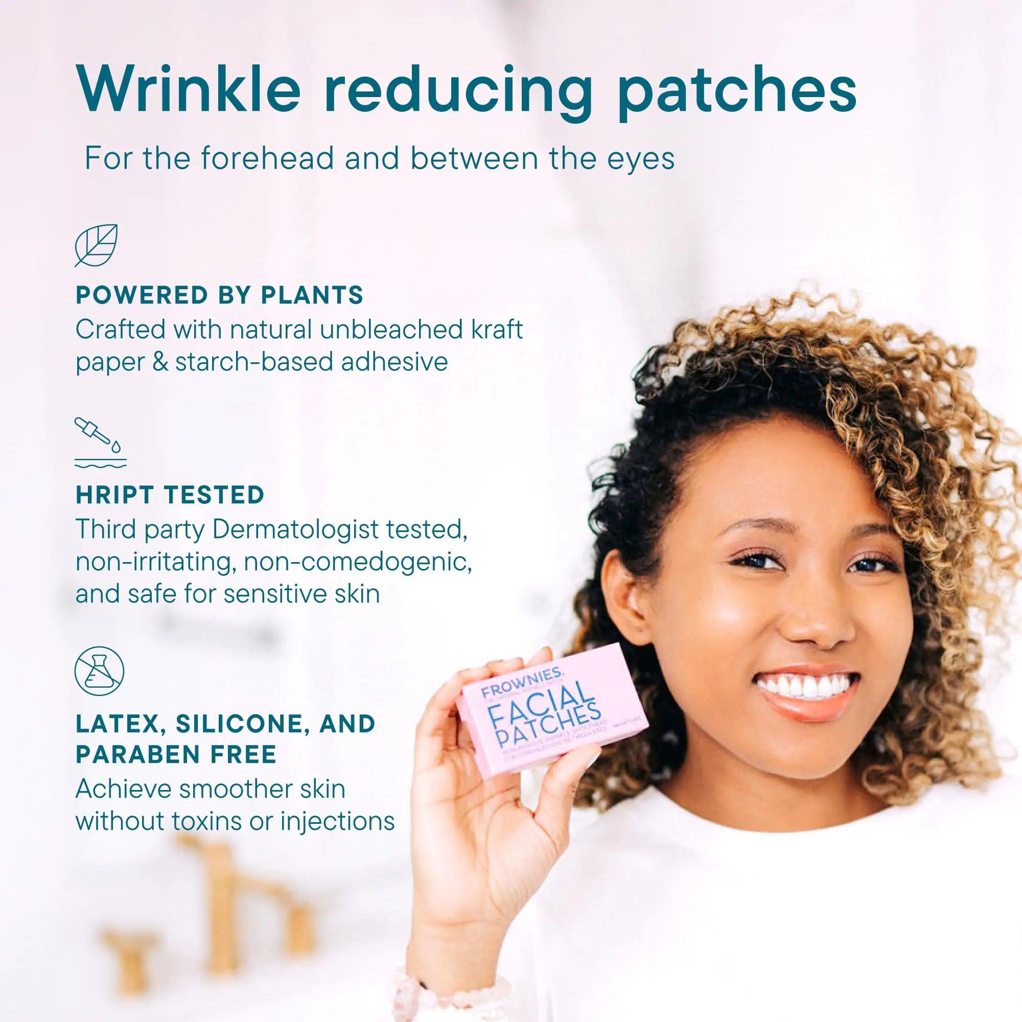 FROWNIES Forehead and Between the Eyes Wrinkle Patches - Hypoallergenic Facial Patches to Smooth & Soften Forehead Wrinkles & Eleven Lines - For Overnight Use, 144 Patches - Evallys.com # #