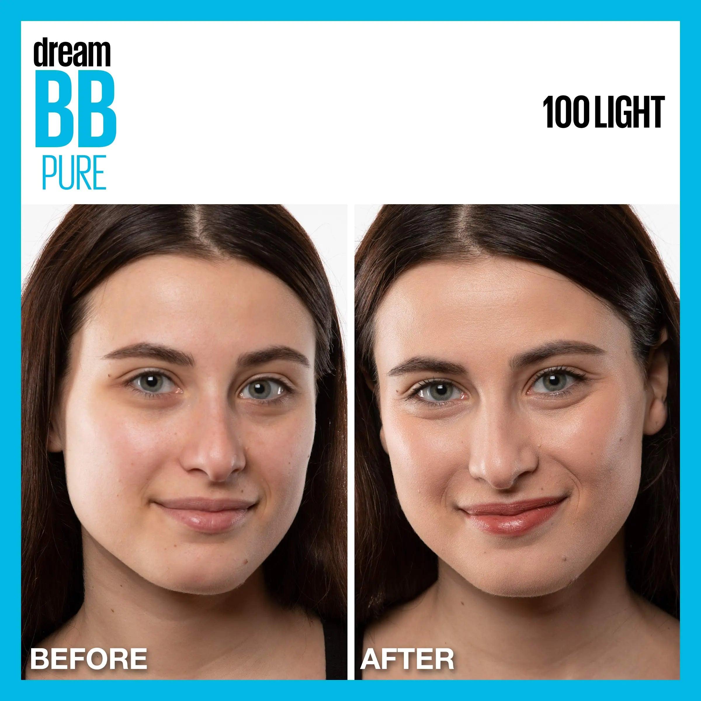 Maybelline Dream Pure Skin Clearing BB Cream, 8-in-1 Skin Perfecting Beauty Balm With 2% Salicylic Acid, Sheer Tint Coverage, Oil-Free, Light, 1 Count 1 Fl Oz (Pack of 1) 100 LIGHT - Evallys.com # #