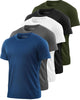 5 Pack Mesh Workout Shirts for Men Dry Fit Gym Shirts Quick Dry Athletic Short Sleeve T-Shirt Moisture Wicking X-Large 1 Black 1 Gray 1 White 1 Blue 1 Green - Evallys.com