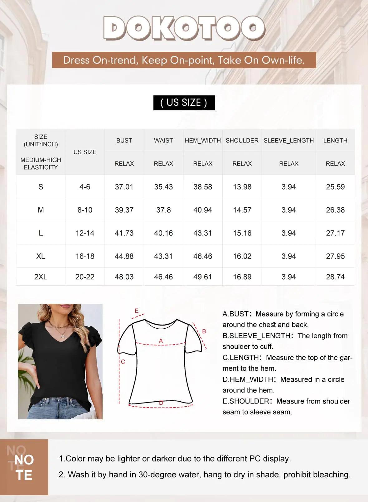 Dokotoo Women's Casual Ruffle Short Sleeve Tops Cute Solid Color Knit Ribbed T Shirts Blouses Small Peach Blossom - Evallys.com # #
