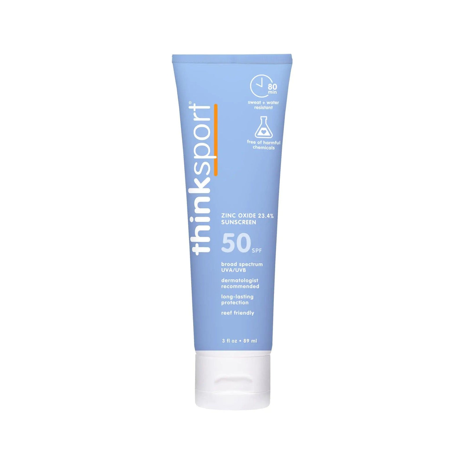 Thinksport SPF 50+ Mineral Sunscreen – Safe, Natural Sunblock for Sports & Active Use - Water Resistant Sun Cream –UVA/UVB Sun Protection – Vegan, Reef Friendly Sun Lotion, 6oz 6 Fl Oz (Pack of 1) - Evallys.com # #