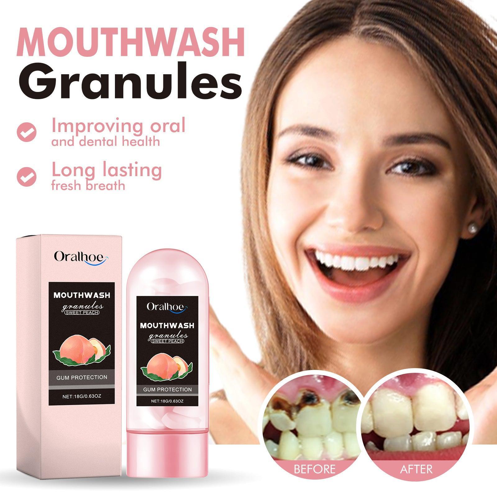 Oralhoe Peach Flavor Teeth Cleaning Mouthwash Pellets Breath Long Lasting Fragrance Clean Gums Portable Mouthwash Pellets - Evallys.com # #