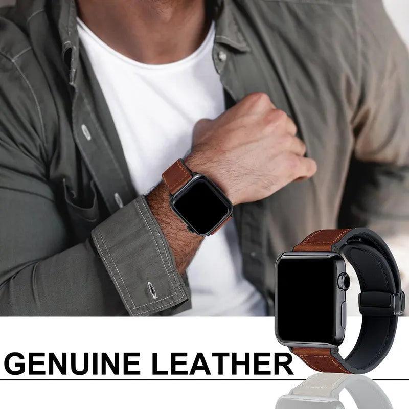 Magnetic Leather Watch Band Compatible with Iwatch Band 49Mm 45Mm 44Mm 42Mm (Band Only), Replacement Watch Band for Iwatch, Fashion Wearable Accessories Compatible with Iwatch Series, Smart Watch Band - Evallys.com # #