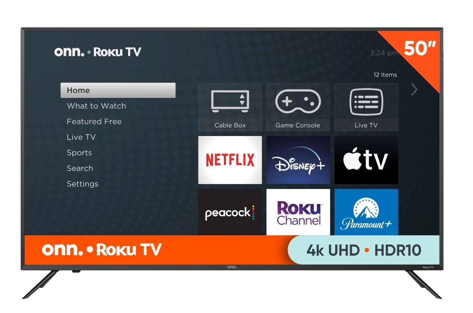 Onn. 50” Class 4K UHD (2160P) LED Roku Smart Television HDR (100012585) - Evallys.com # #