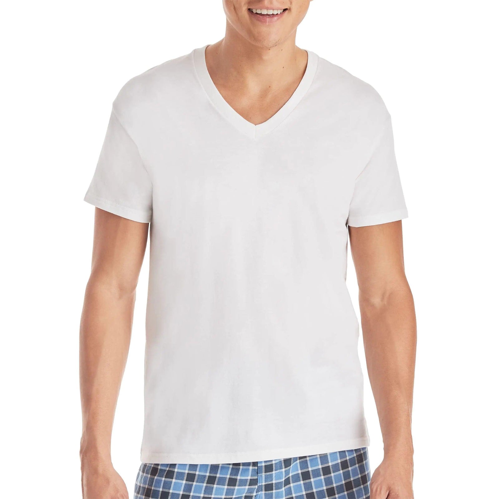 Hanes Men's 3-Pack Tagless Cotton V-Neck Undershirts X-Large White - 6 Pack - Evallys.com # #