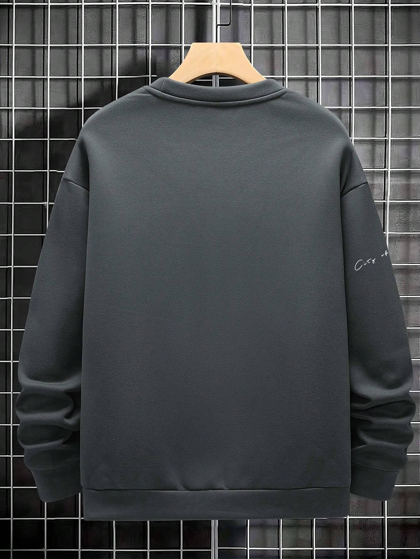 Manfinity Men Slogan Graphic Drop Shoulder Sweatshirt - Evallys.com