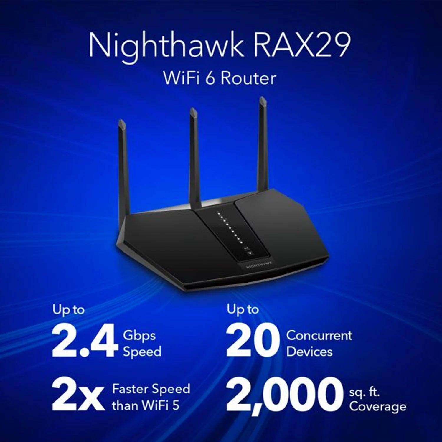 NETGEAR - Nighthawk AX2400 Wifi 6 Router, 2.4Gbps (RAX29) - Evallys.com # #