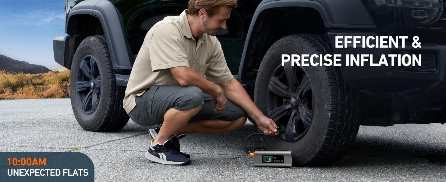 Jump Starter With Air Compressor And Air Pump, 2500A Battery Jump Starter With 150PSI Tire Inflator, Up To 7.5L Gas   5.0L Diesel Engine, 2 LED Screen For Car Tires, Air Mattress, Inflatables - Evallys.com # #