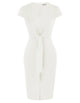 GRACE KARIN Women's Summer Midi Dresses Cap Sleeve Tie Waist Work Dress Slit V-Neck Bodycon Dress Business Casual Outfits Small Ivory - Evallys.com
