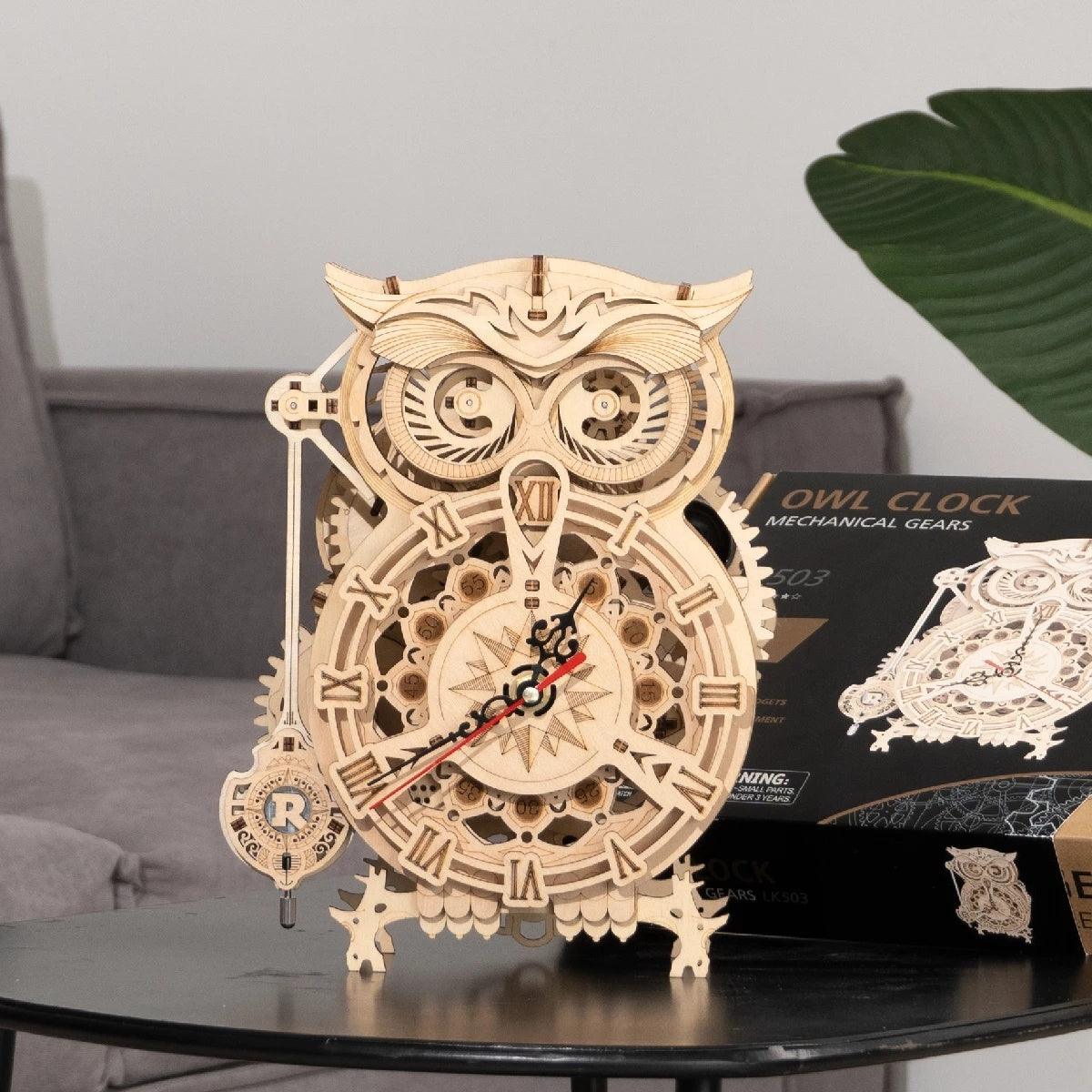 Robotime Rokr Creative DIY Toys 3D Owl Wooden Clock Building Block Kits For Children Christmas Gifts Home Decoration LK503 - Evallys.com # #