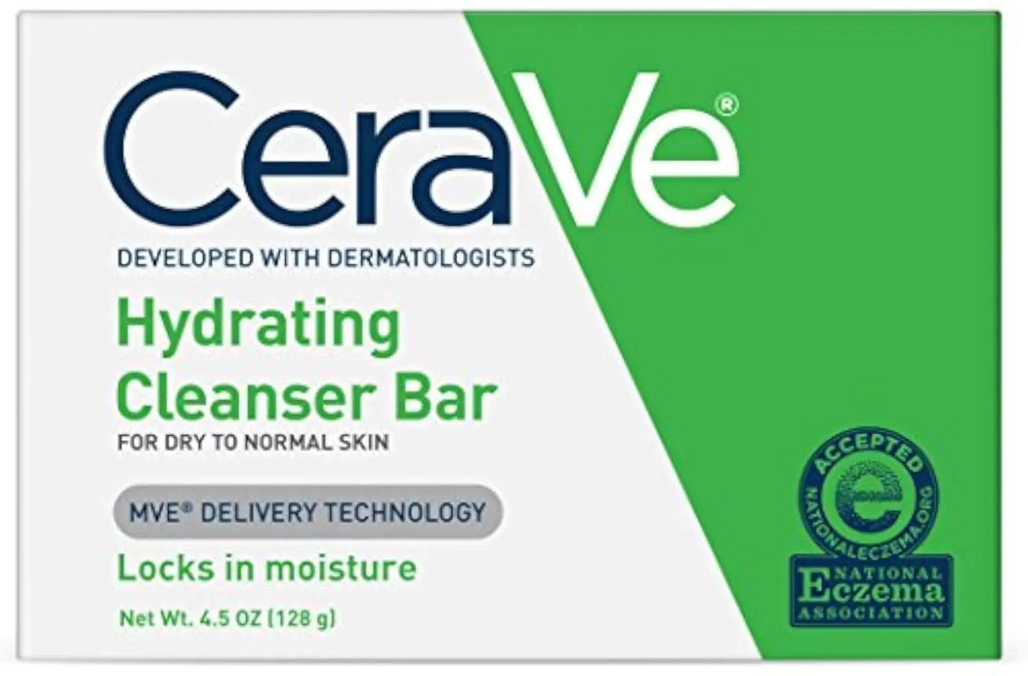 CeraVe Hydrating Cleanser Bar - Soap-Free Body and Facial Cleanser with 5% Moisturizing Cream - 4.5 Ounce Bar 4.5 Ounce (Pack of 1) - Evallys.com # #